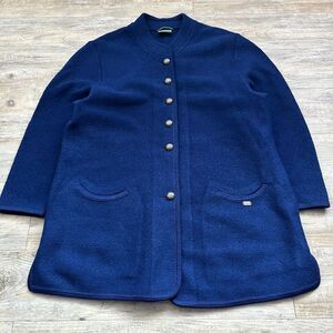 Geiger Wool Cardigan Made in Austria Vintage Buttons Royal Blue Pockets Vintage